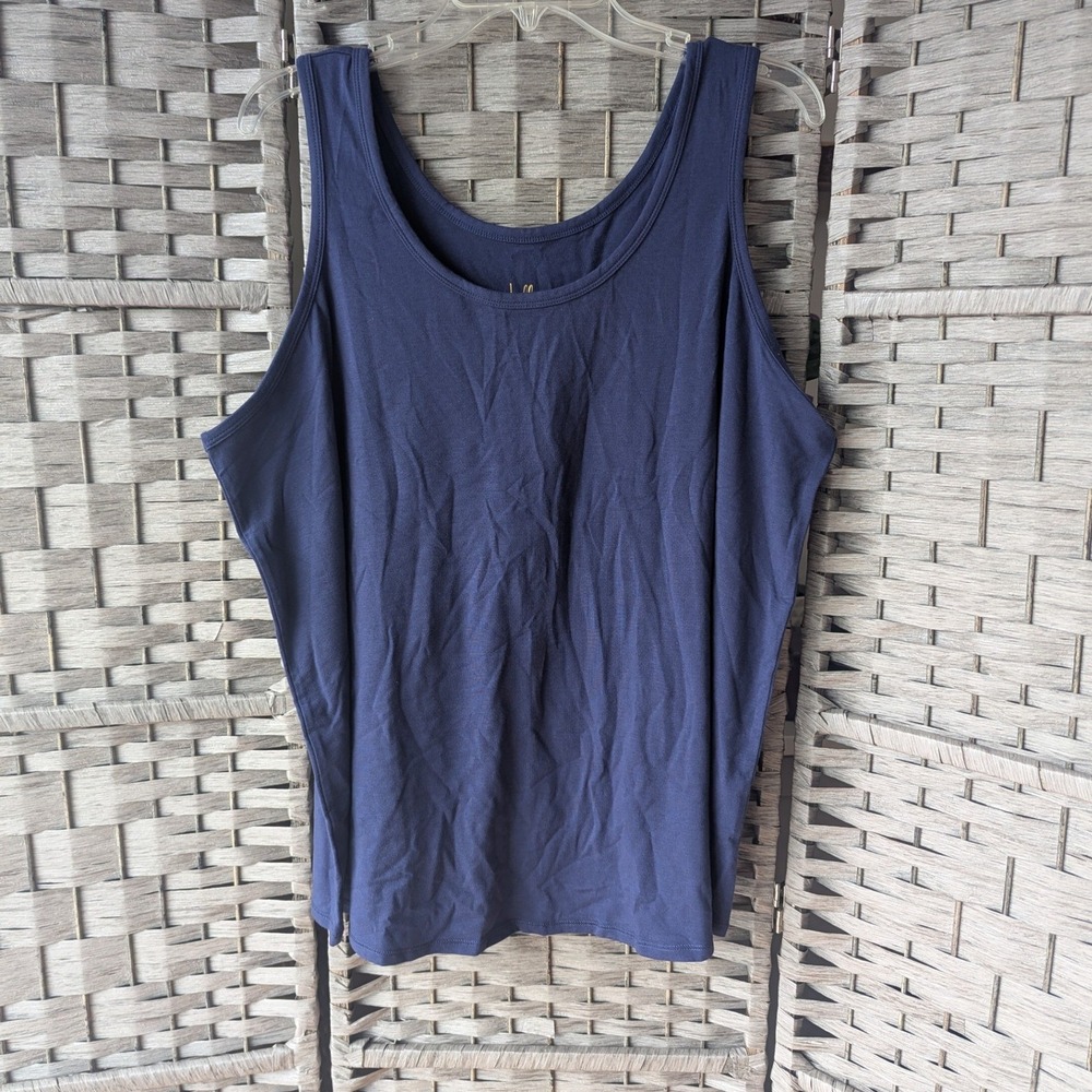 Belle by Kim Gravel Tank Top Navy Blue Pima Cotton Modal Sz 1X Basics Essential